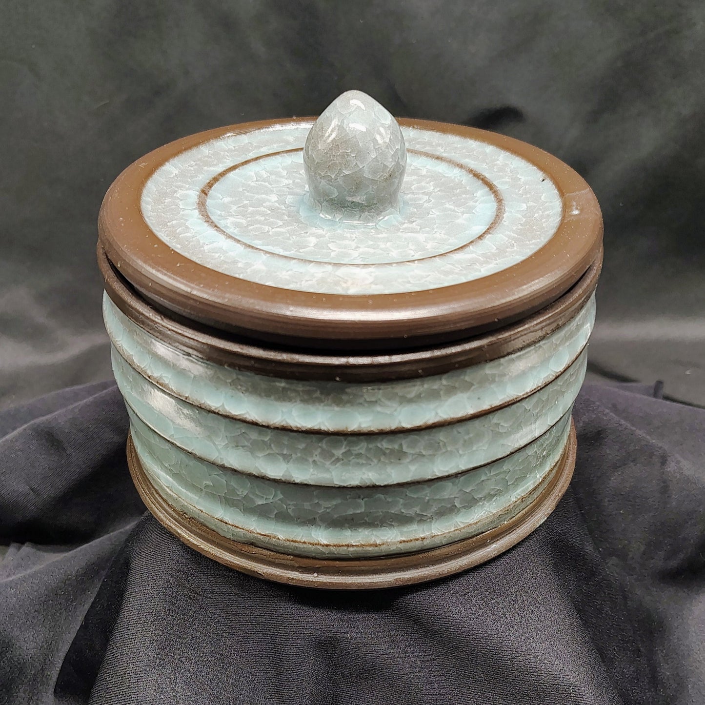 Crackled lidded jar