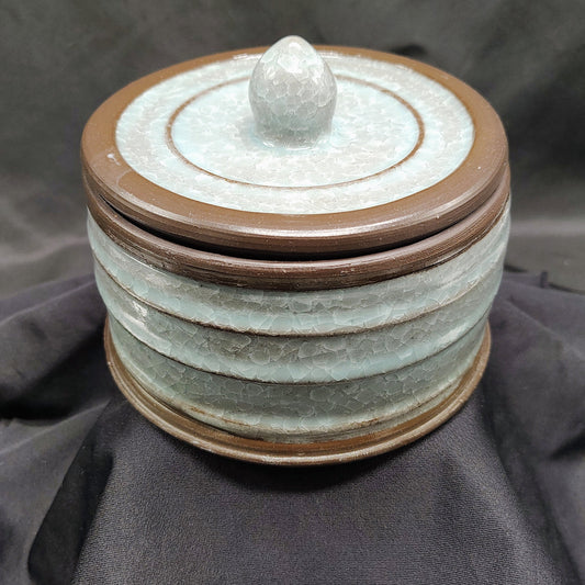 Crackled lidded jar